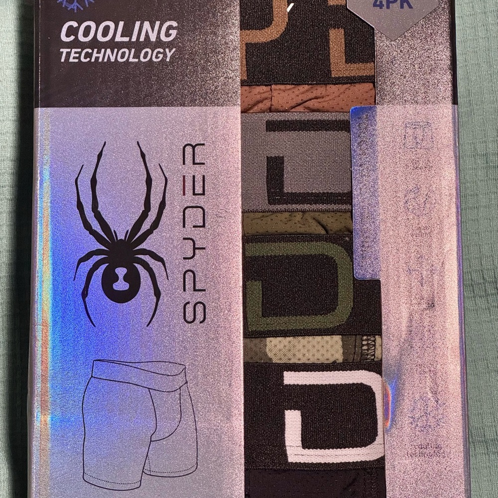 Spyder 4 Pack Nylon Mesh Men’s Boxer Briefs Cooling Technology NIB Size M 32-34